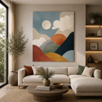 Modern Abstract Landscape Canvas Wall Art for Living Room