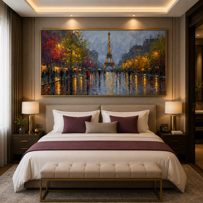 Paris Eiffel Tower Nightscape Canvas Wall Art Painting