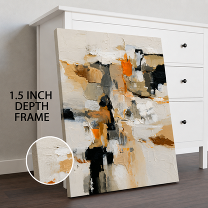 Neutral Abstract Texture Canvas Wall Art Painting for Interiors