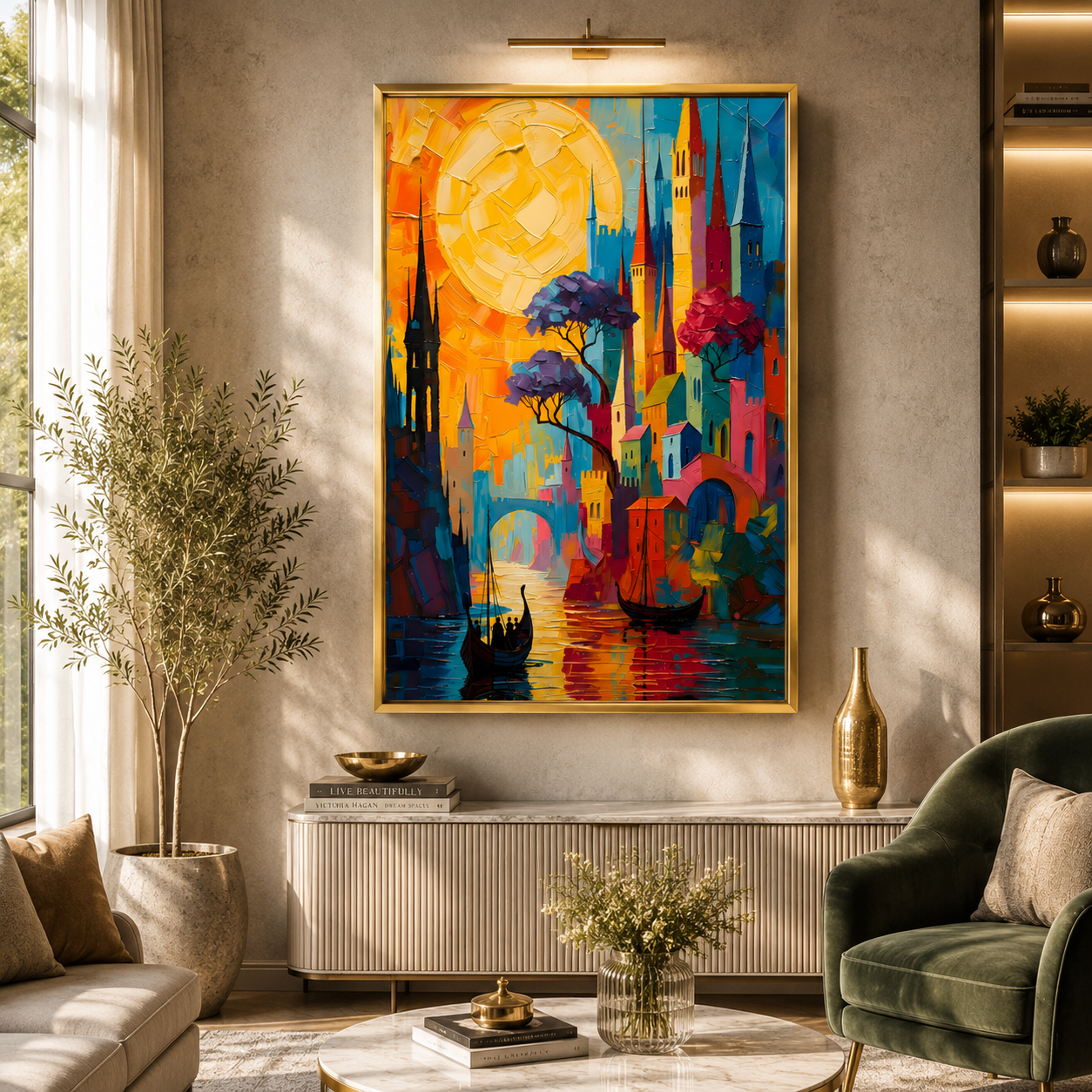 Colorful Fantasy Cityscape Canvas Wall Art Painting