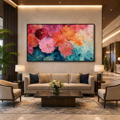 Colorful Floral Abstract Wall Art for Modern Office & Living Room