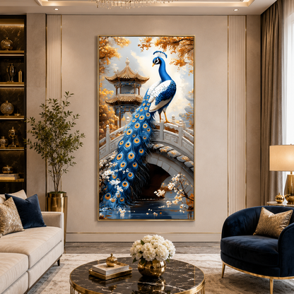 Peacock Vastu Wall Painting Canvas Art for Luxury Home Decor