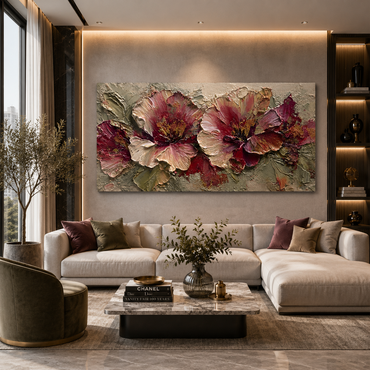 Elegant Floral Texture Canvas Wall Art Painting For Home Decor