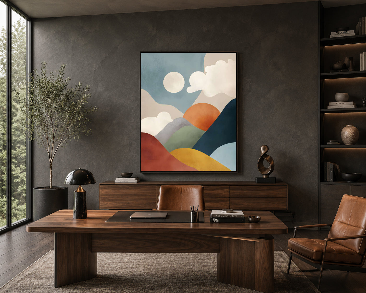 Modern Abstract Landscape Canvas Wall Art for Living Room