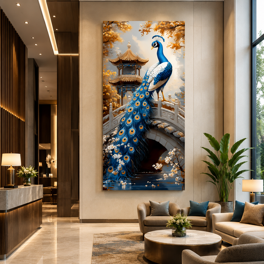Peacock Vastu Wall Painting Canvas Art for Luxury Home Decor