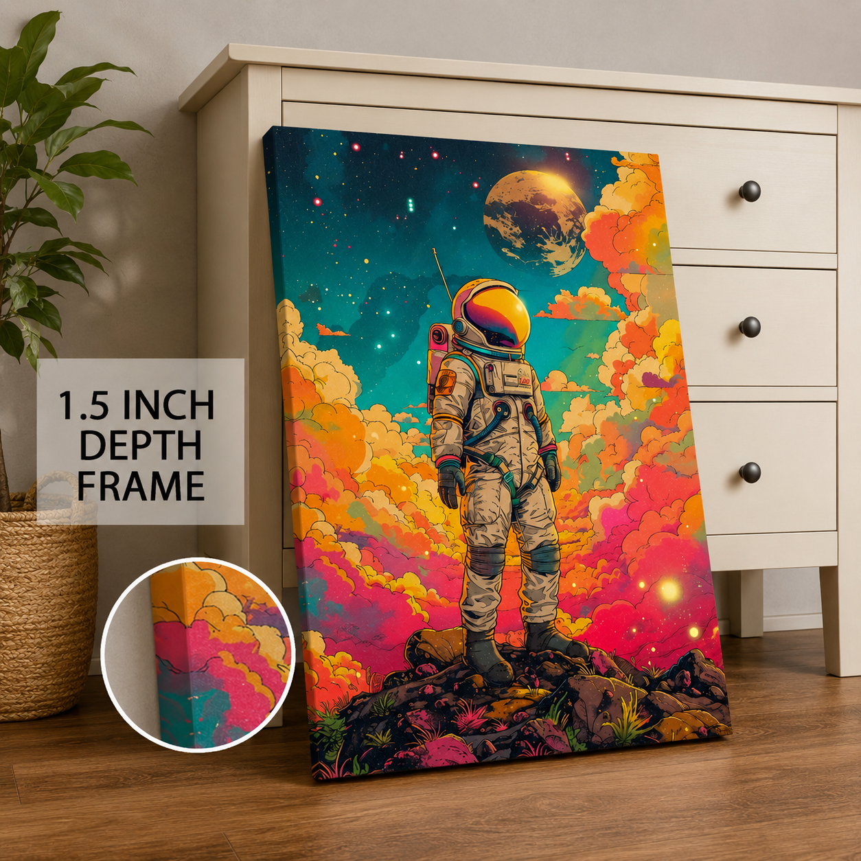 Master Flame Space Themed Wall Art Canvas Painting for Decor