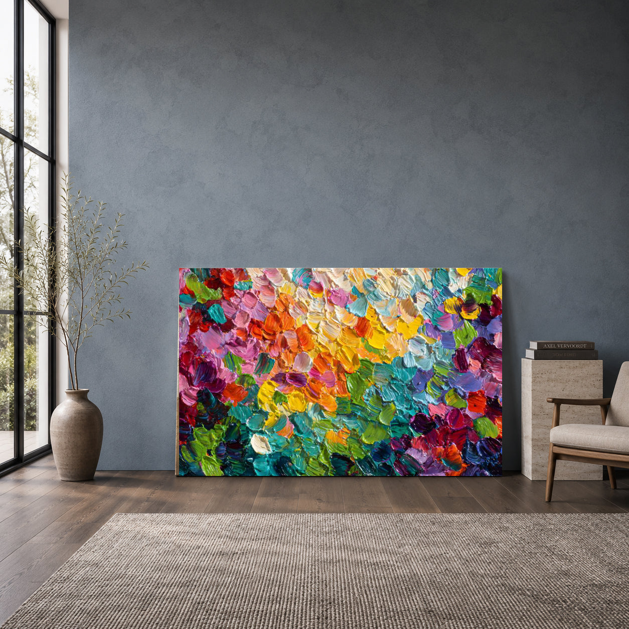 Chromatic Bloom Abstract Wall Art – Vibrant Multicolor Modern Canvas