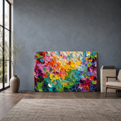 Chromatic Bloom Abstract Wall Art – Vibrant Multicolor Modern Canvas
