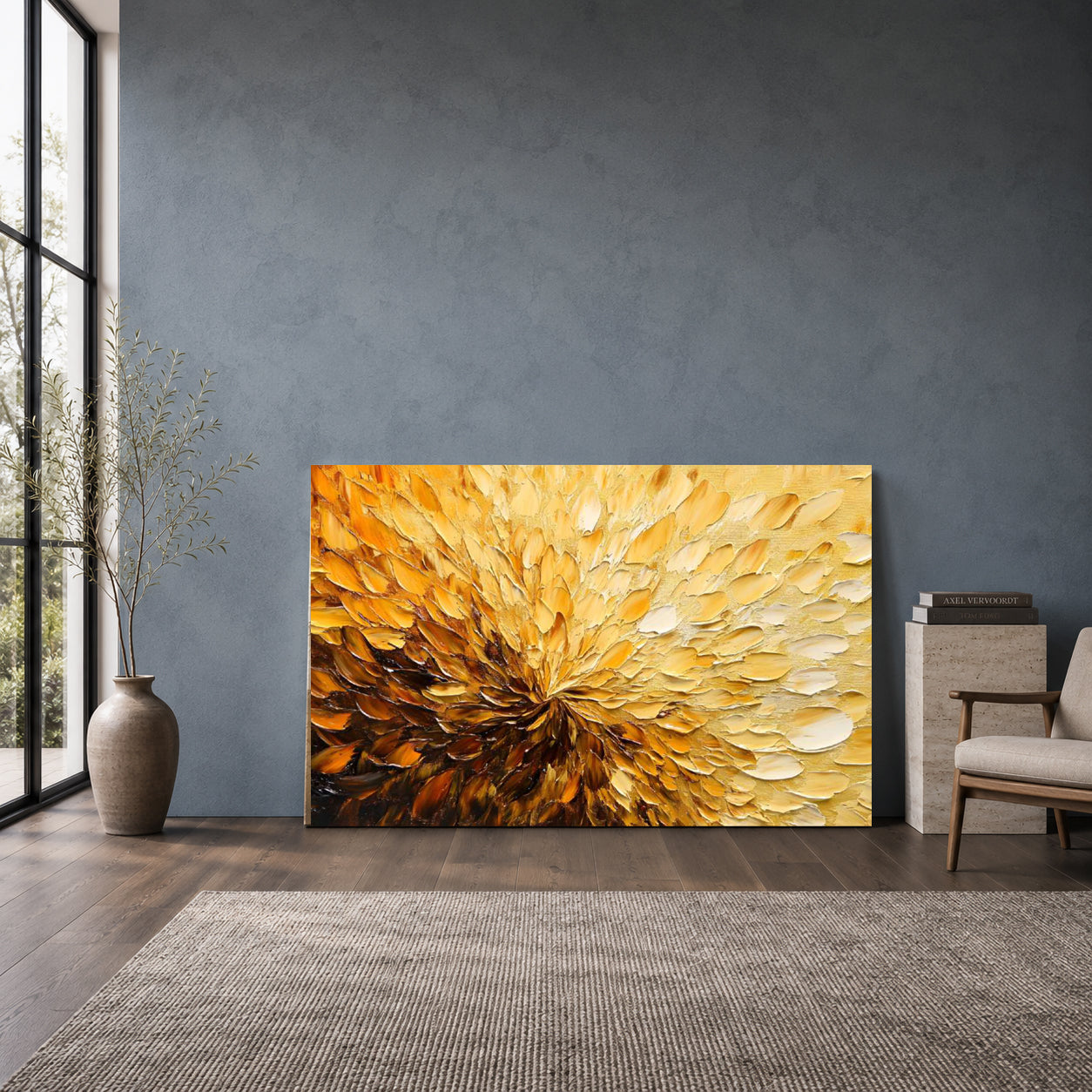 Golden Bloom Abstract Wall Art – Luxury Textured Modern Canvas