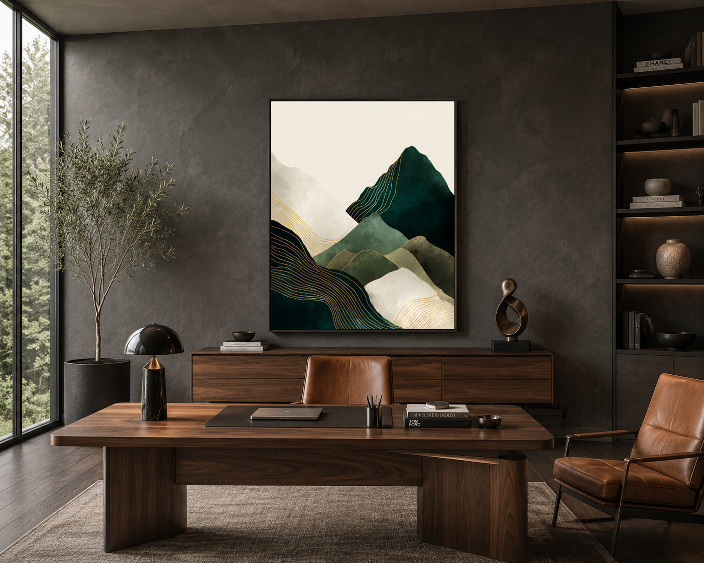 Minimalist Mountain Abstract Wall Art Canvas for Modern Home Decor