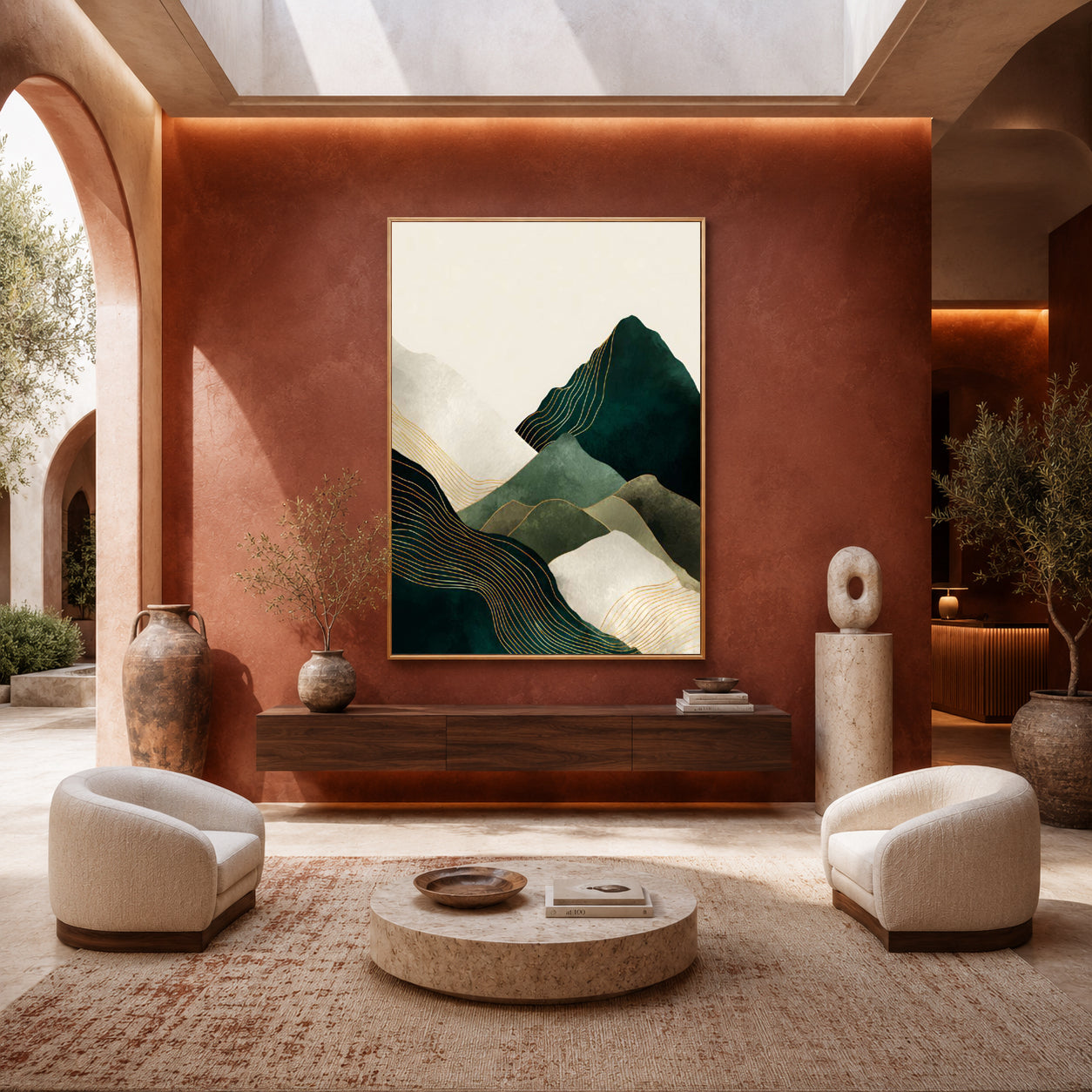 Minimalist Mountain Abstract Wall Art Canvas for Modern Home Decor