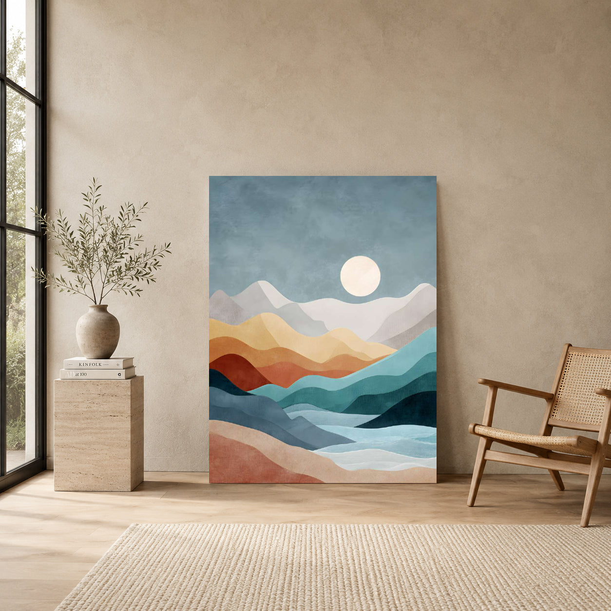 Minimalist Mountain Landscape Abstract Canvas Wall Art Painting