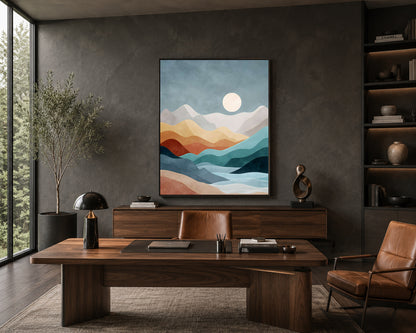 Minimalist Mountain Landscape Abstract Canvas Wall Art Painting