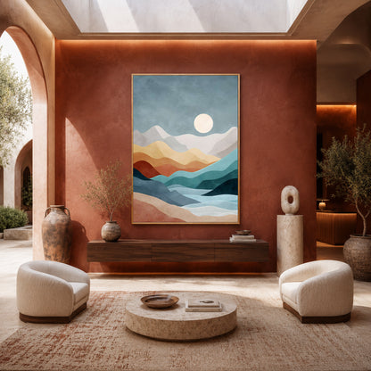 Minimalist Mountain Landscape Abstract Canvas Wall Art Painting