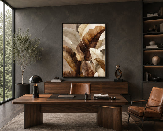 Neutral Tropical Leaves Canvas Wall Art Painting