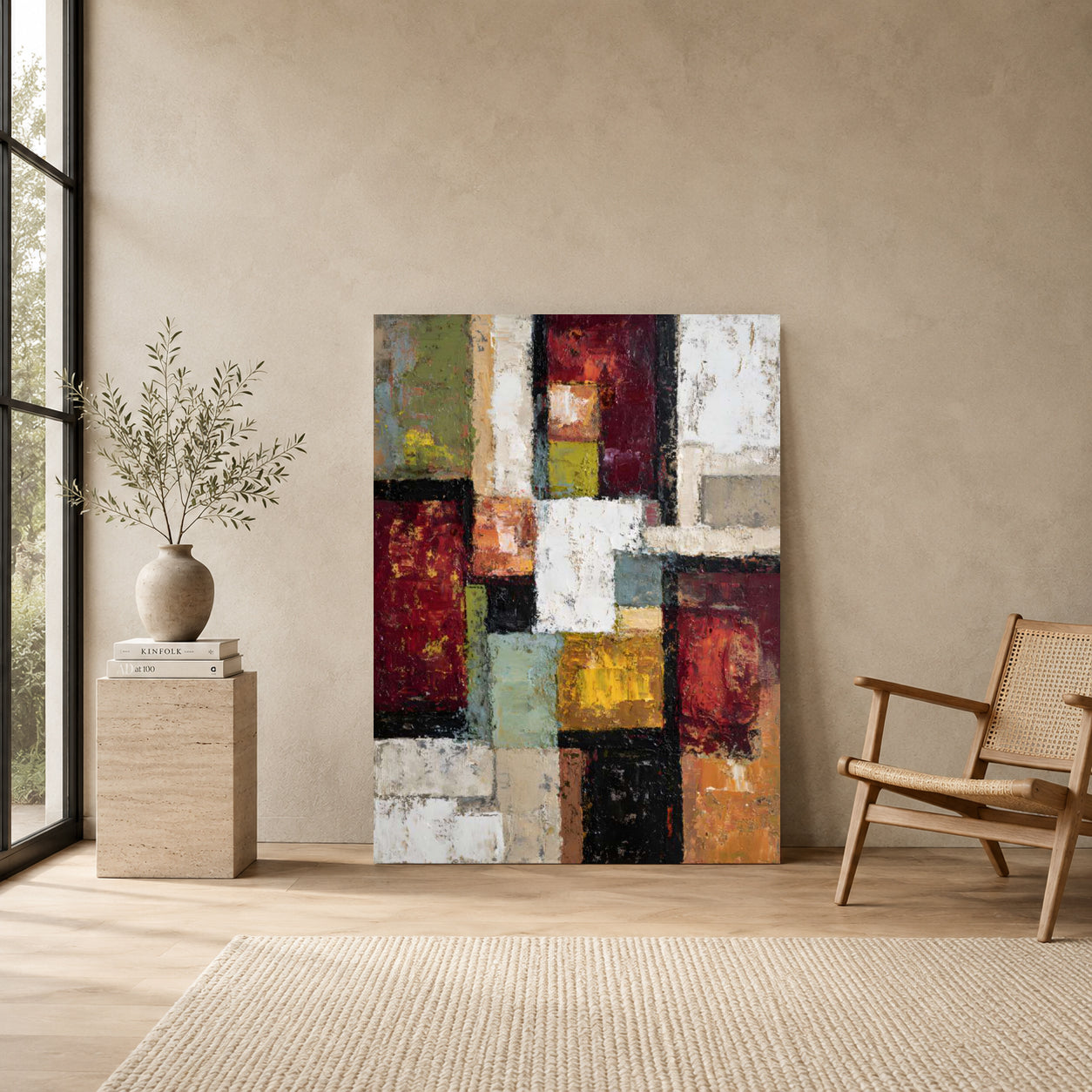 Modern Geometric Abstract Canvas Wall Art Painting for Living Room