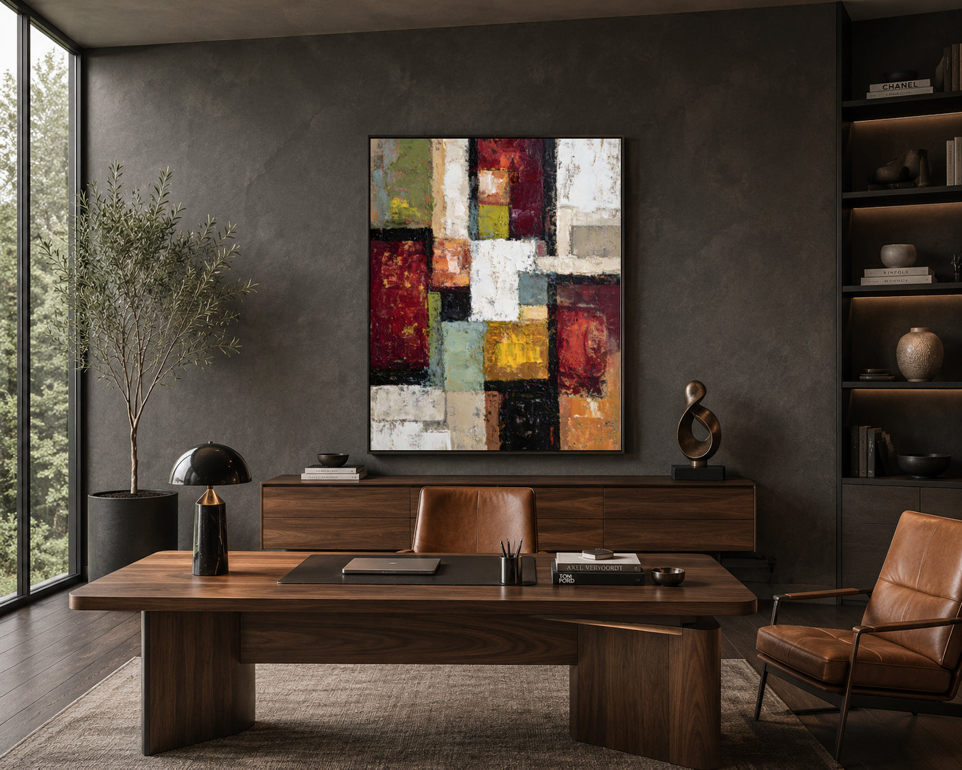 Modern Geometric Abstract Canvas Wall Art Painting for Living Room