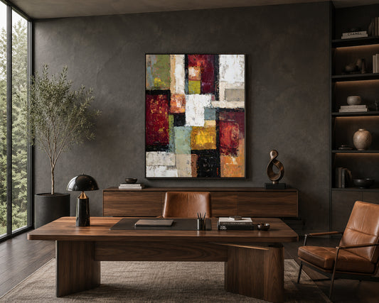 Modern Geometric Abstract Canvas Wall Art Painting for Living Room