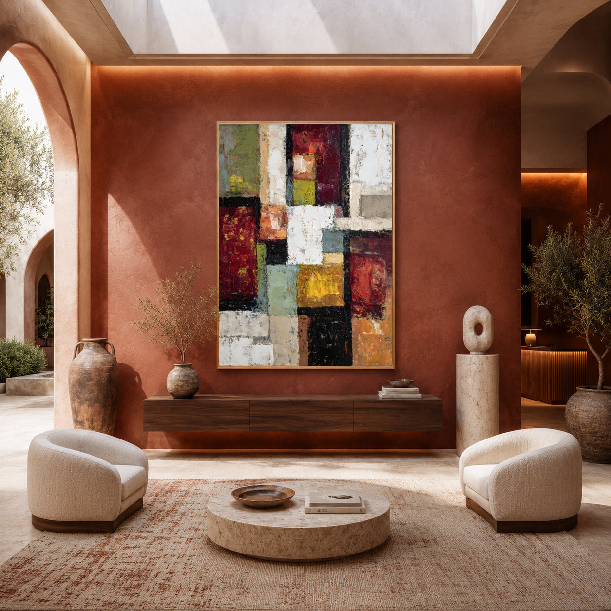 Modern Geometric Abstract Canvas Wall Art Painting for Living Room