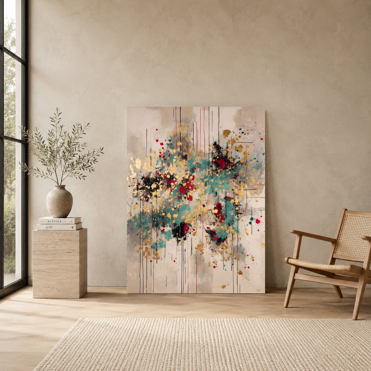 Luxury Abstract Gold Splash Wall Art Canvas for Modern Interiors