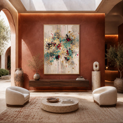 Luxury Abstract Gold Splash Wall Art Canvas for Modern Interiors