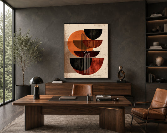Boho Geometric Abstract Wall Art Canvas Painting for Modern Decor