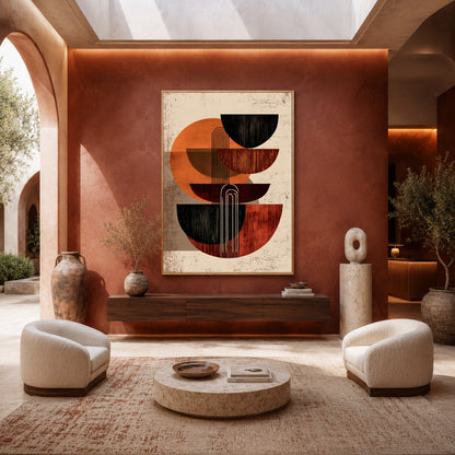 Boho Geometric Abstract Wall Art Canvas Painting for Modern Decor
