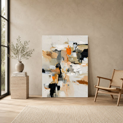 Neutral Abstract Texture Canvas Wall Art Painting for Interiors