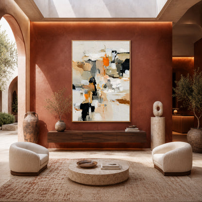 Neutral Abstract Texture Canvas Wall Art Painting for Interiors