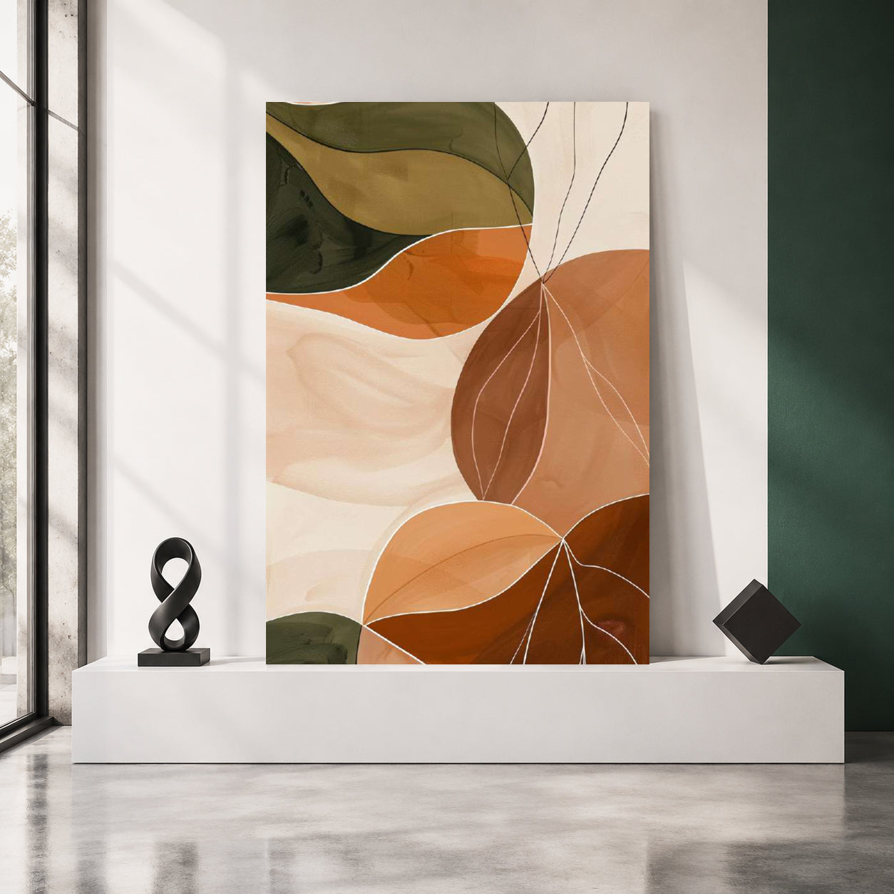 Earthy Bloom Abstract Wall Art – Modern Botanical Neutral Canvas