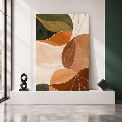 Earthy Bloom Abstract Wall Art – Modern Botanical Neutral Canvas