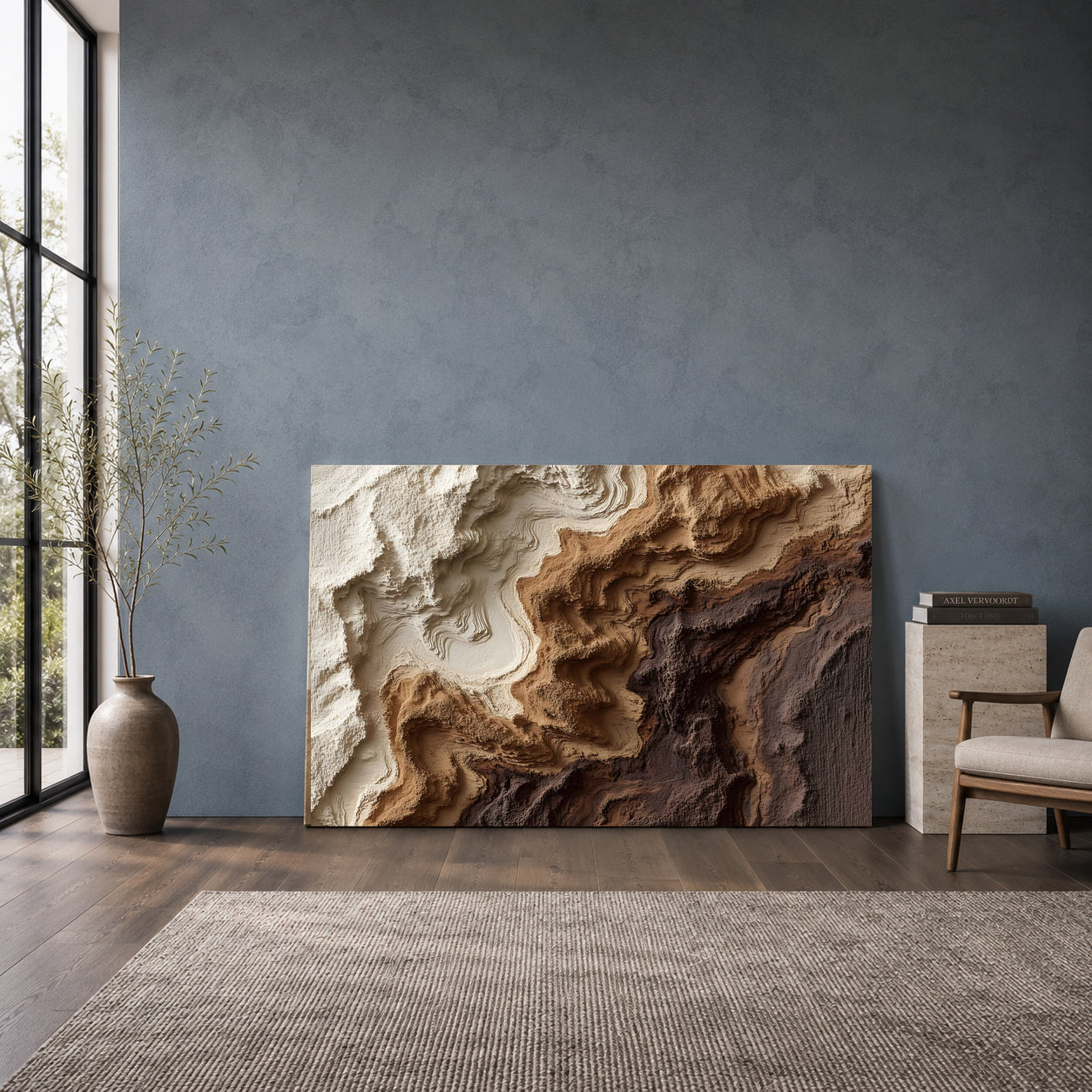 Brown Textured Abstract Canvas Wall Art Modern Luxury Home Decor Print