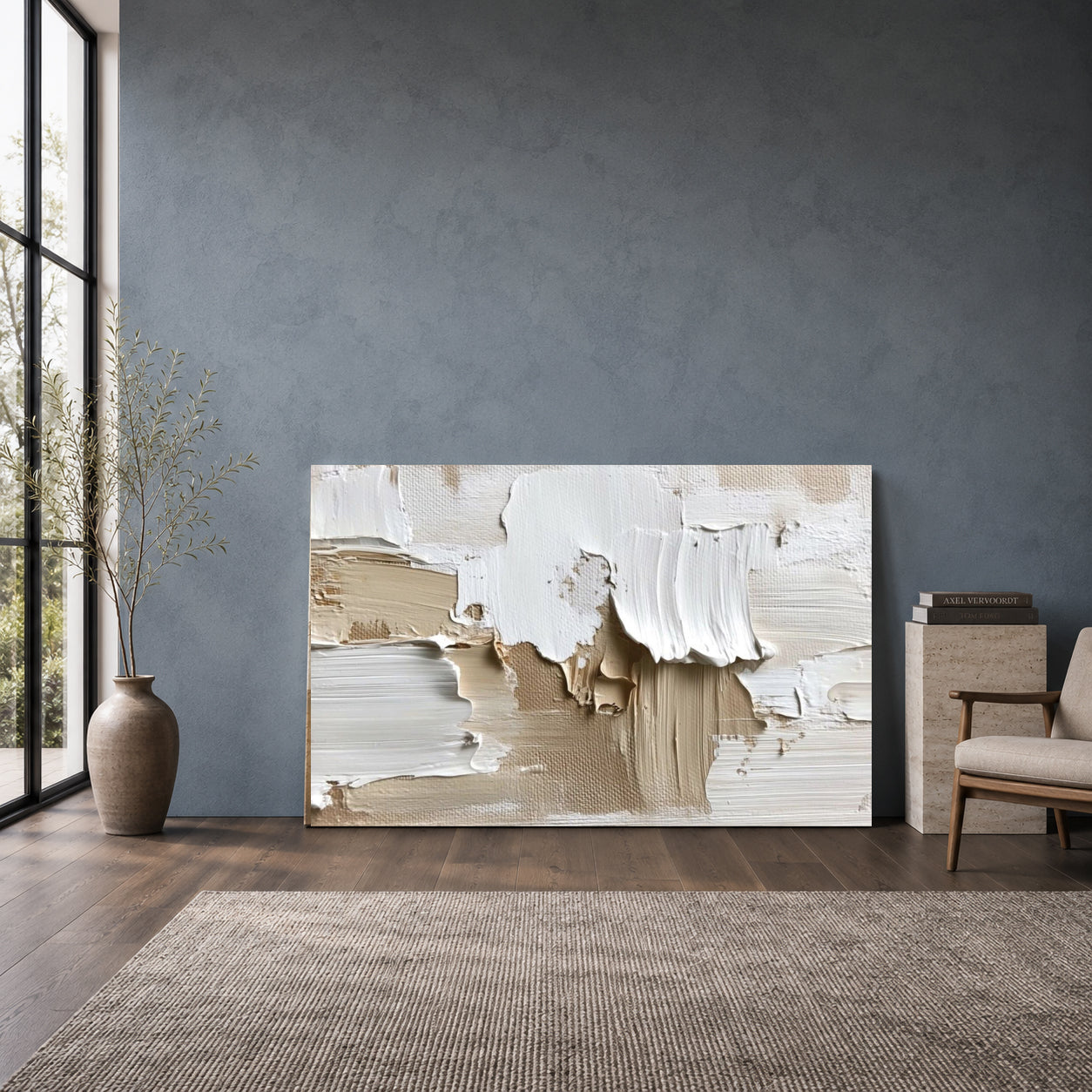 Beige Textured Abstract Canvas Wall Art Modern Minimalist Home Decor