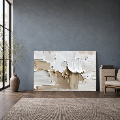 Beige Textured Abstract Canvas Wall Art Modern Minimalist Home Decor