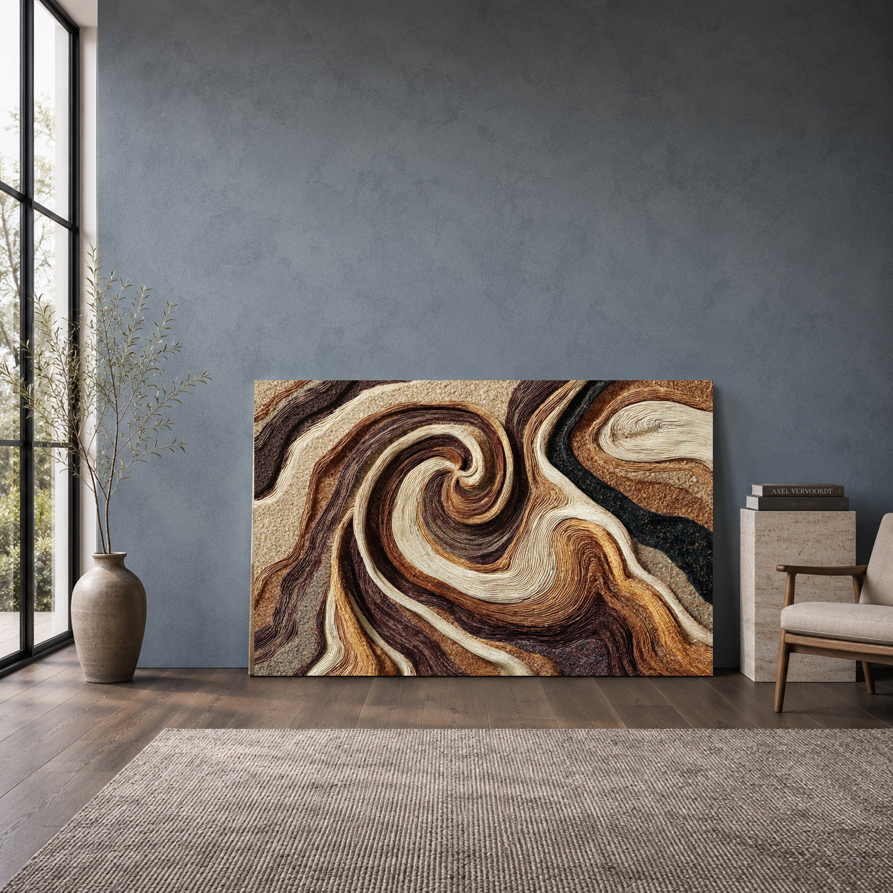 Brown Abstract Swirl Canvas Wall Art Modern Textured Wall Decor