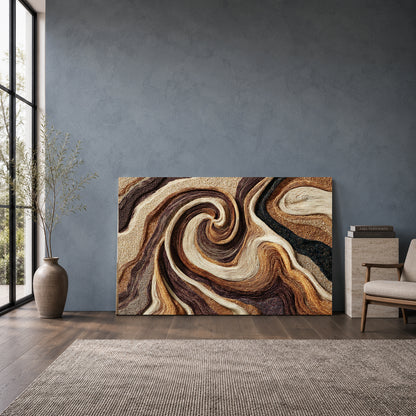 Brown Abstract Swirl Canvas Wall Art Modern Textured Wall Decor
