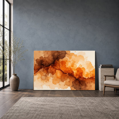 Orange Abstract Watercolor Canvas Wall Art Modern Wall Decor for Living