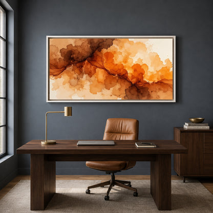 Orange Abstract Watercolor Canvas Wall Art Modern Wall Decor for Living
