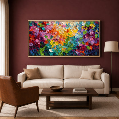 Colorful Impasto Abstract Canvas Art with Vibrant Textured Brushstrokes