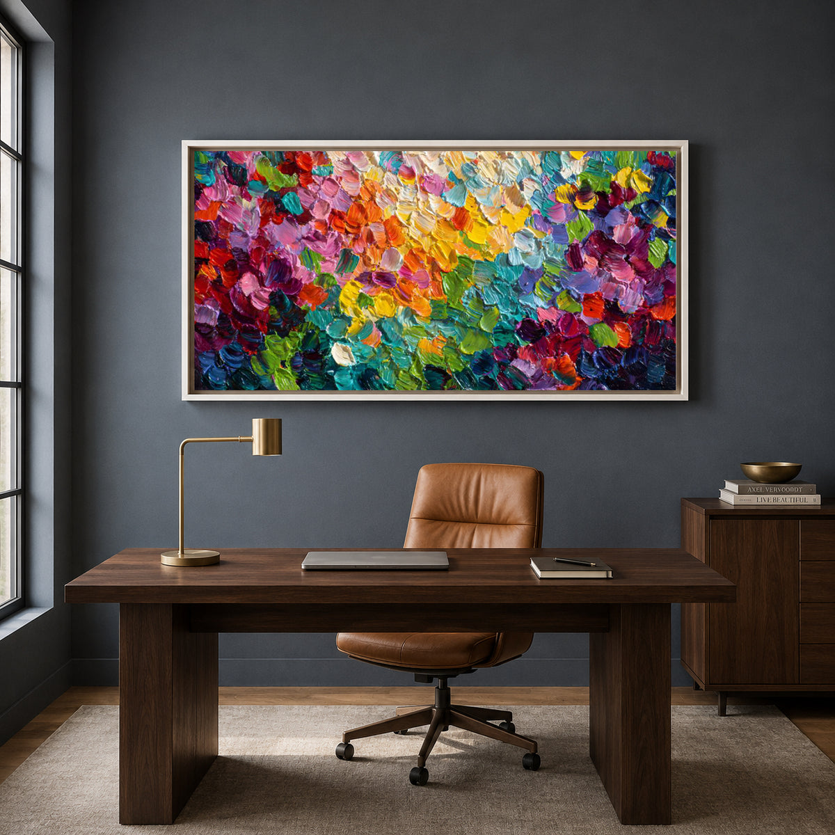 Colorful Impasto Abstract Canvas Art with Vibrant Textured Brushstrokes