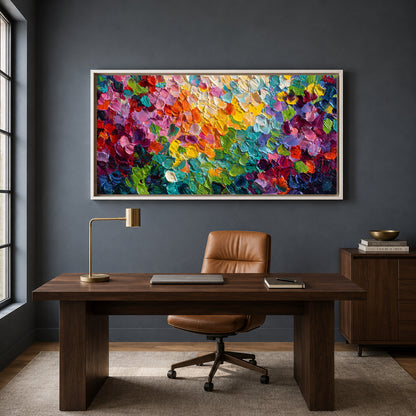 Colorful Impasto Abstract Canvas Art with Vibrant Textured Brushstrokes