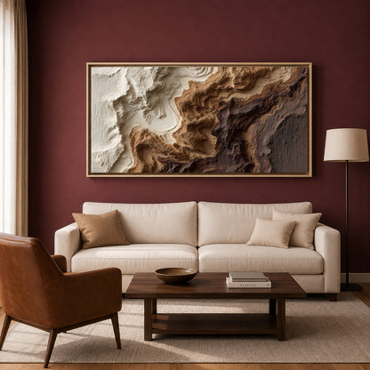 Brown and Beige Textured Abstract Canvas Art for Modern Homes