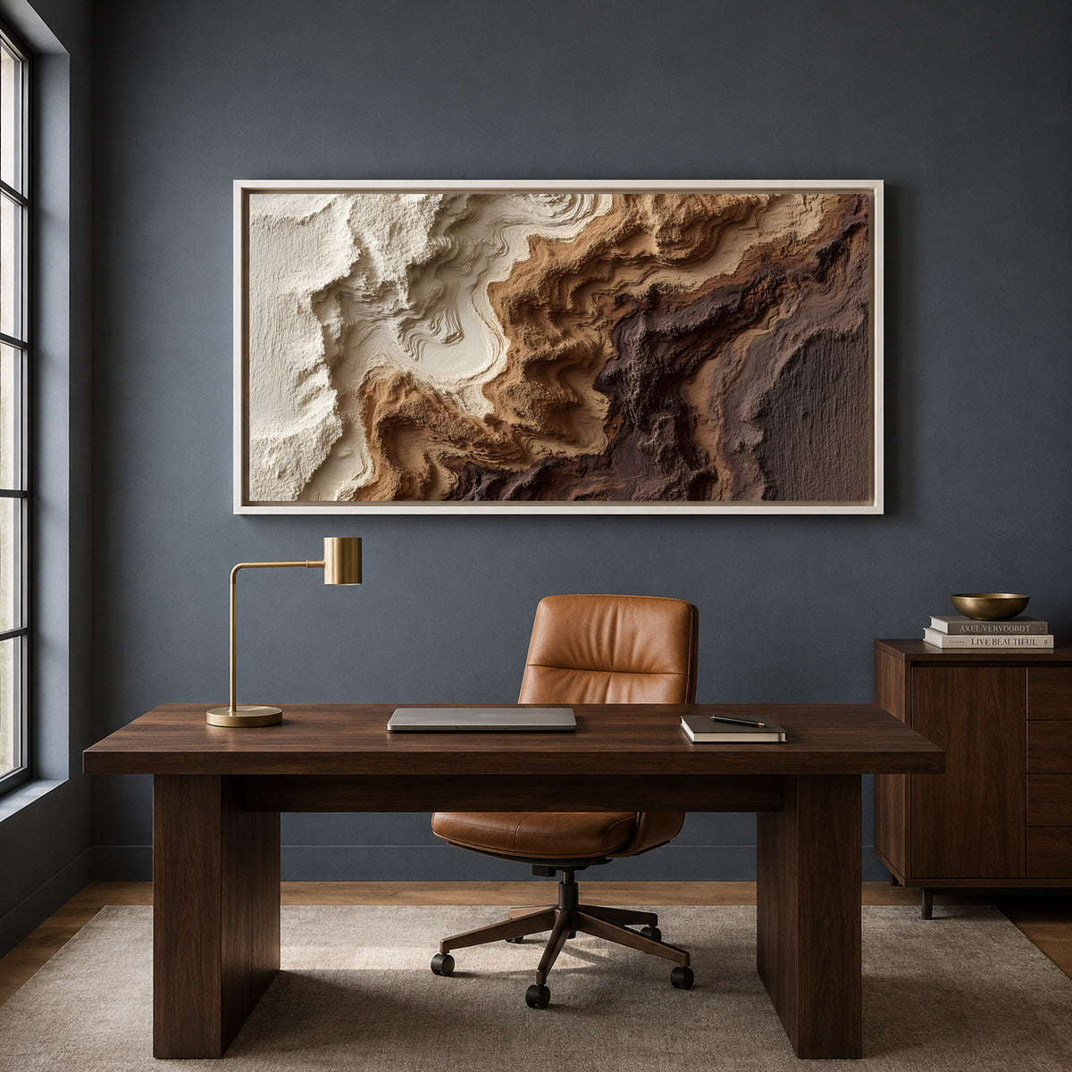 Brown and Beige Textured Abstract Canvas Art for Modern Homes