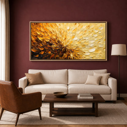 Golden Bloom Abstract Wall Art – Luxury Textured Modern Canvas