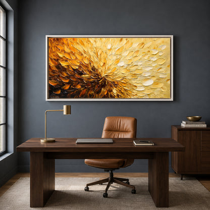 Golden Bloom Abstract Wall Art – Luxury Textured Modern Canvas
