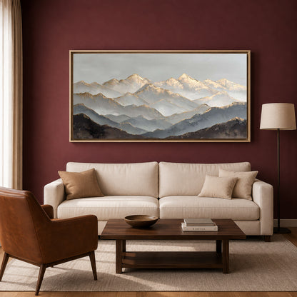 Misty Peaks Landscape Wall Art – Modern Mountain Canvas Painting
