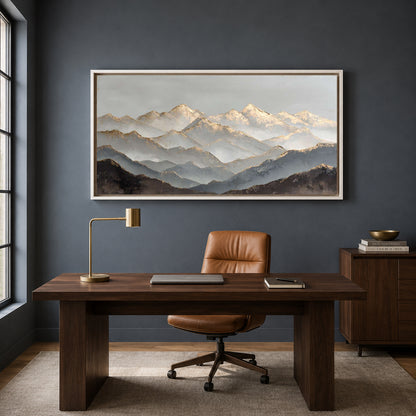 Misty Peaks Landscape Wall Art – Modern Mountain Canvas Painting