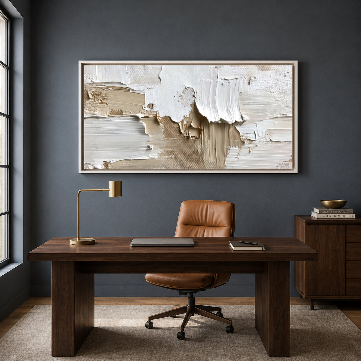 Beige Textured Abstract Canvas Wall Art Modern Minimalist Home Decor