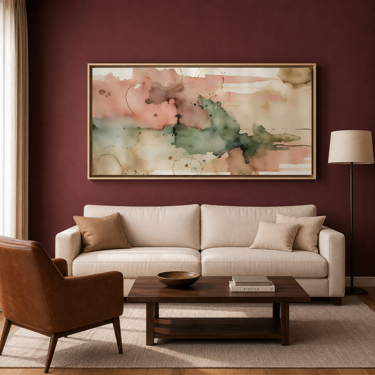 Pastel Abstract Watercolor Canvas Wall Art Modern Neutral Home Decor