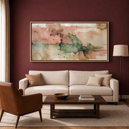 Pastel Abstract Watercolor Canvas Wall Art Modern Neutral Home Decor